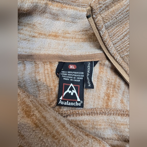 AVALANCHE  Women's  Xl Brown Fleece Jacket Diagonal Neck Zipper Whit Pockets - Picture 3 of 13